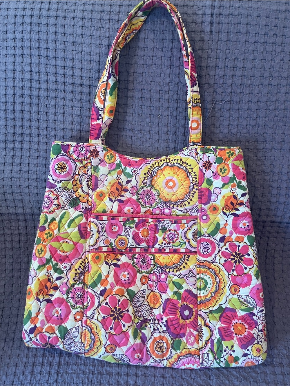 Vera Bradley 2014 Clementine Pink & orange Multi Floral Quilted Tote UNUSED